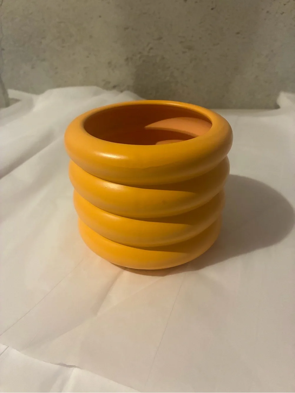 Small Bubble Ribbed Planter- Warm Orange